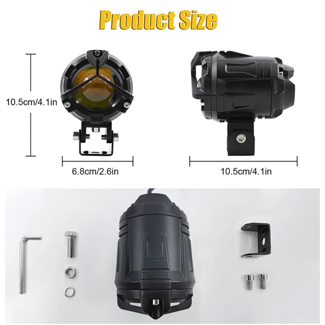 HJG Y Lens Foglight Ultra Wide Dual Intensity LED Driving Fog Lights White & Yellow