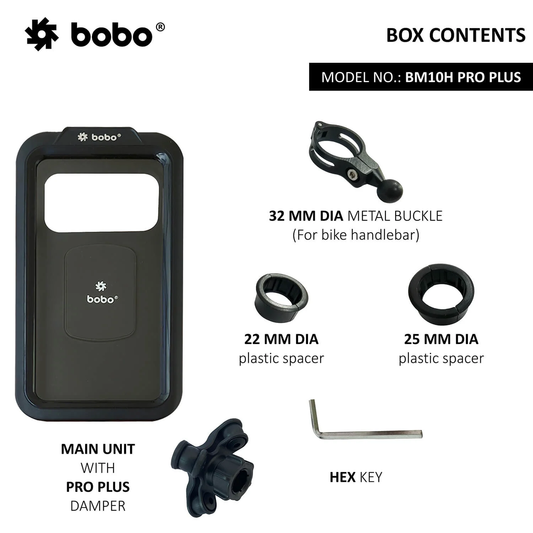 BOBO BM10H PRO PLUS Fully Waterproof Motorcycle Mobile Mount with Pro Plus Vibration Damper