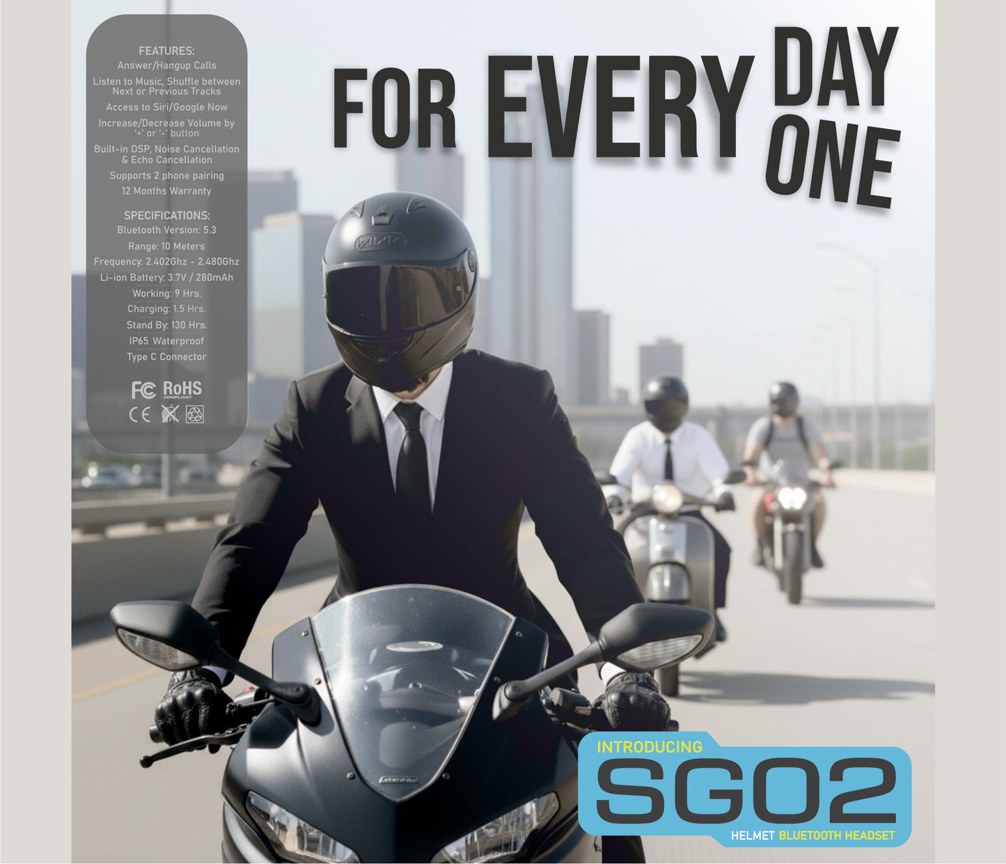 ASG SG-02 Bluetooth Helmet Headset