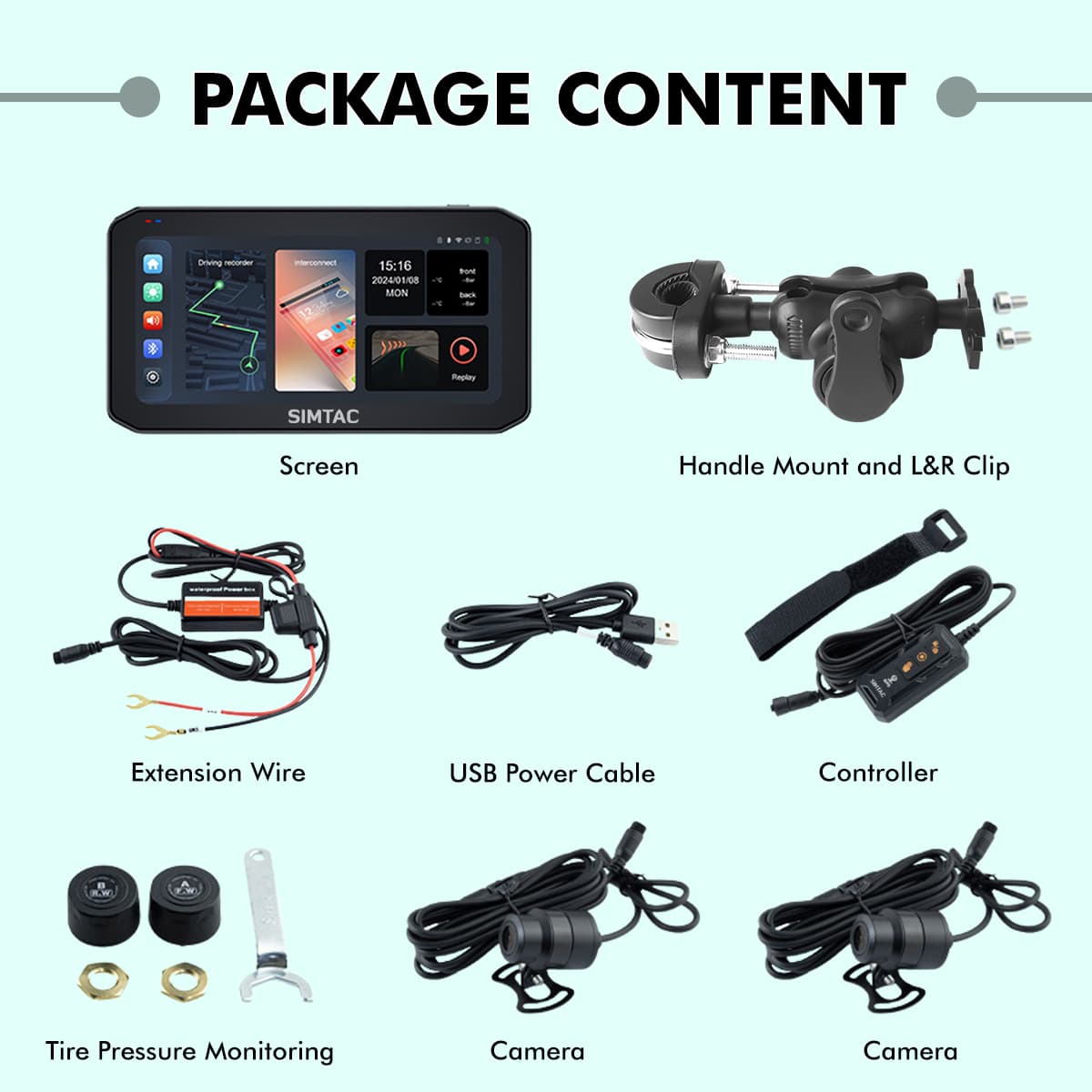 SIMTAC MOTORCYCLE GPS CARPLAY & ANDROID AUTO SYSTEM – M6DT