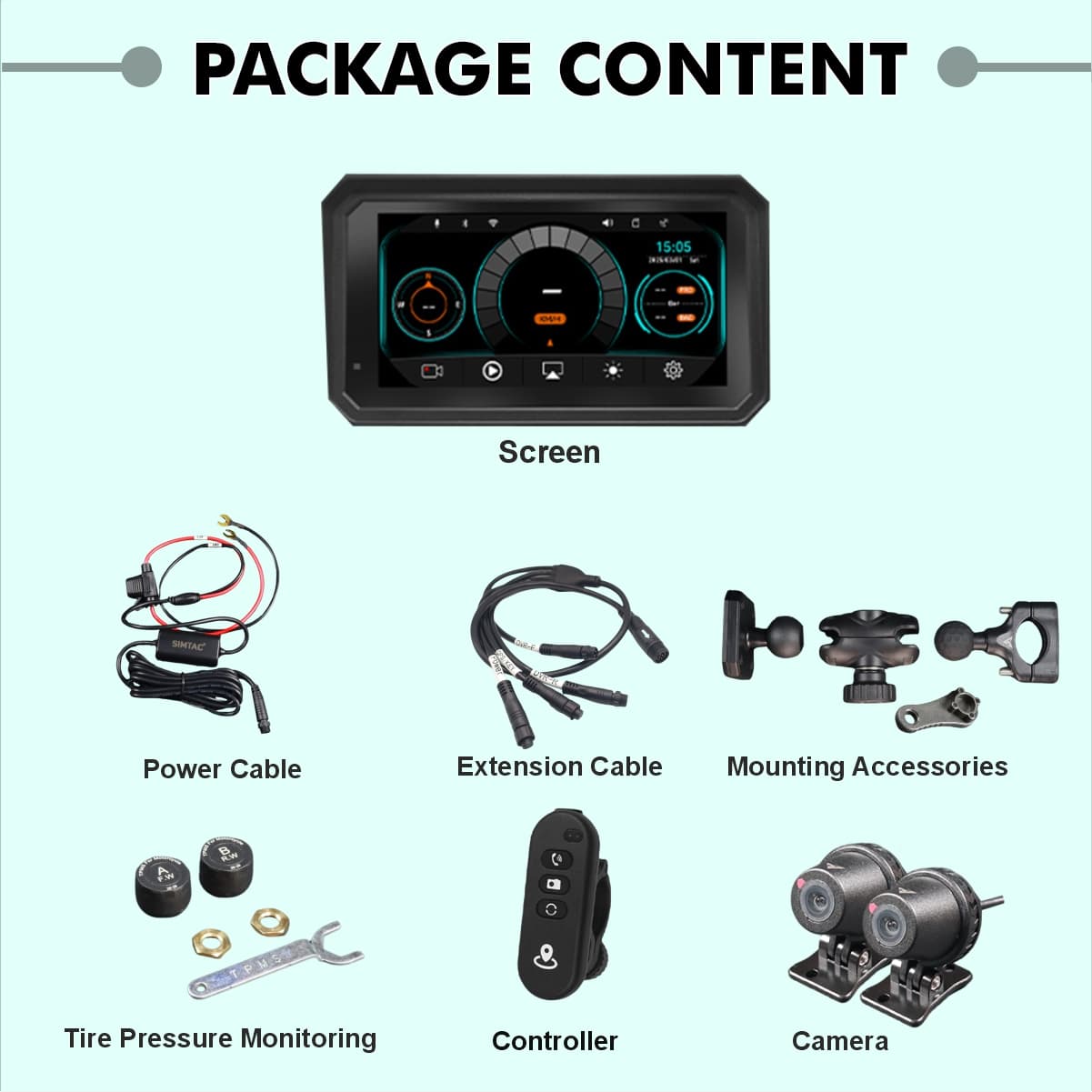 SIMTAC MOTORCYCLE GPS WITH CARPLAY & ANDROID AUTO – M8DT