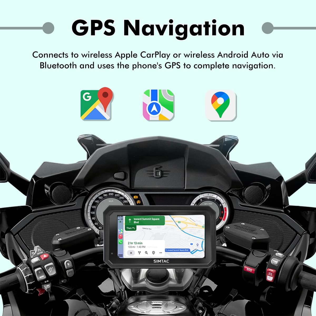 SIMTAC MOTORCYCLE GPS WITH CARPLAY & ANDROID AUTO – M8DT