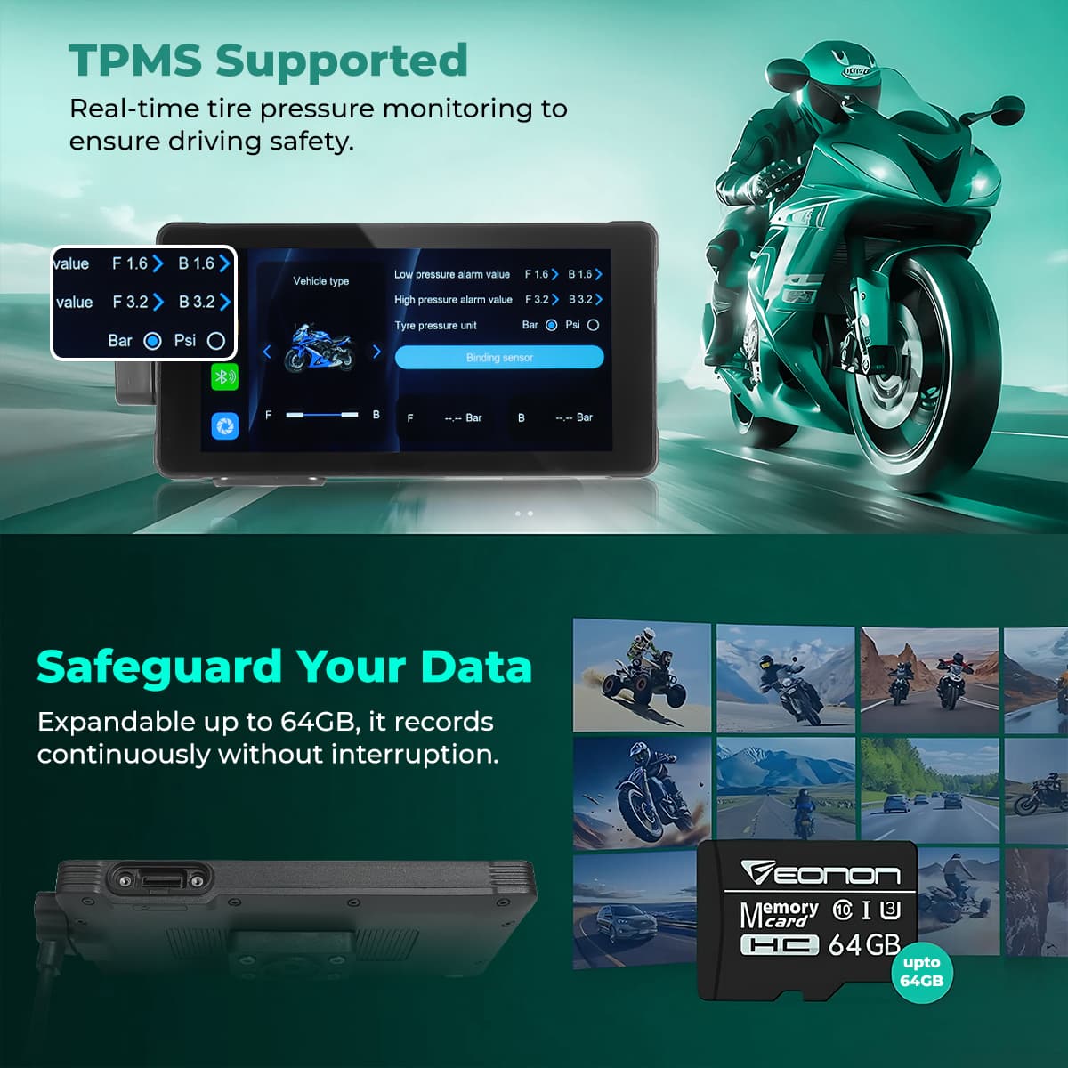 SIMTAC MOTORCYCLE GPS CARPLAY & ANDROID AUTO SYSTEM – M10DT