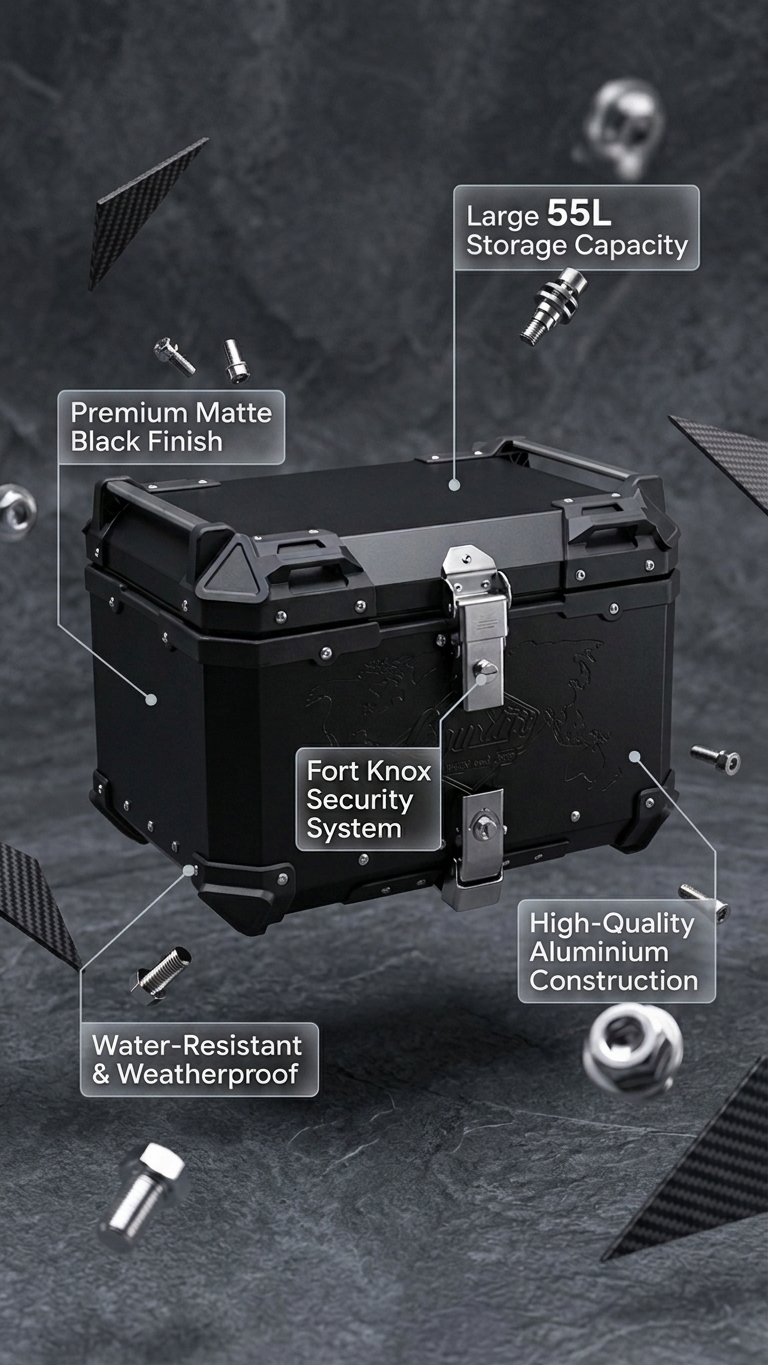 LEGUNDARY CUSTOM BUILT FORT KNOX SERIES TC 55L ALUMINIUM TOP BOX